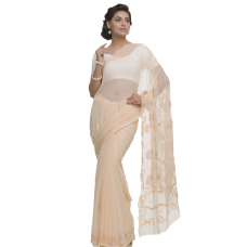 Ada Exclusive Handcrafted Fawn Faux Georgette Saree With Blouse